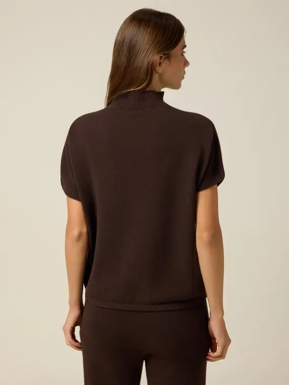 Maglia dolcevita maniche corte Donna, Marrone miniatura 2