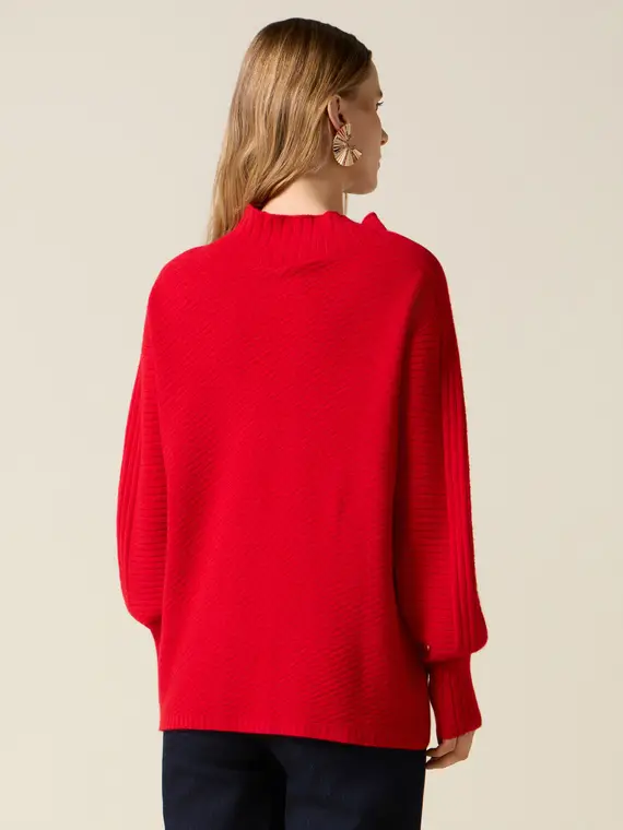 Maglia dolcevita over Donna, Rosso miniatura 2