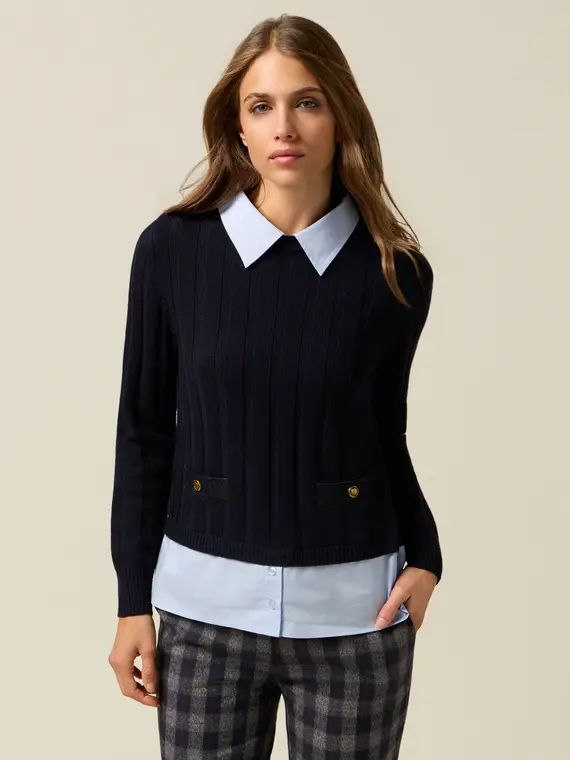 Maglia effetto sovrapposizione Donna