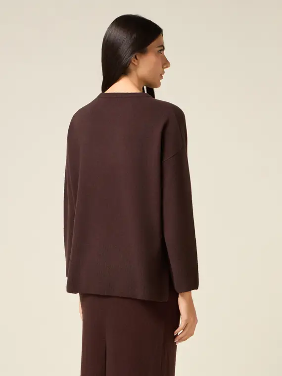 Maglia girocollo in pura lana Donna miniatura 2