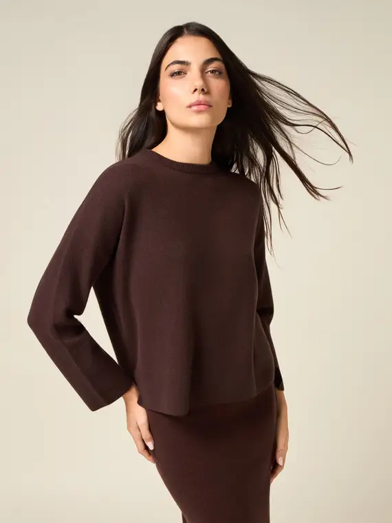 Maglia girocollo in pura lana Donna