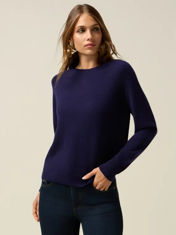 Maglia girocollo in puro cashmere Donna, Blu