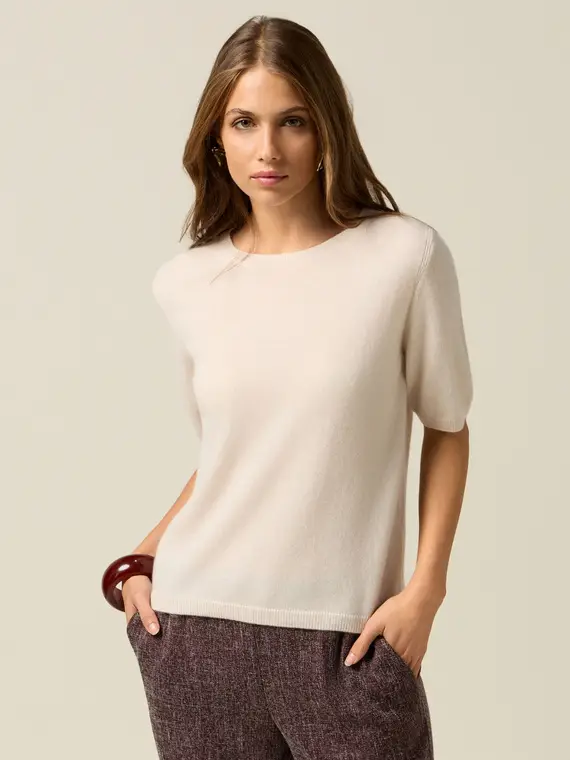 Maglia girocollo in puro cashmere Donna