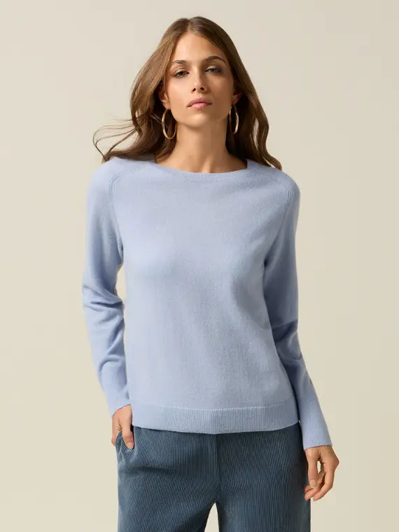 Maglia girocollo in puro cashmere Donna