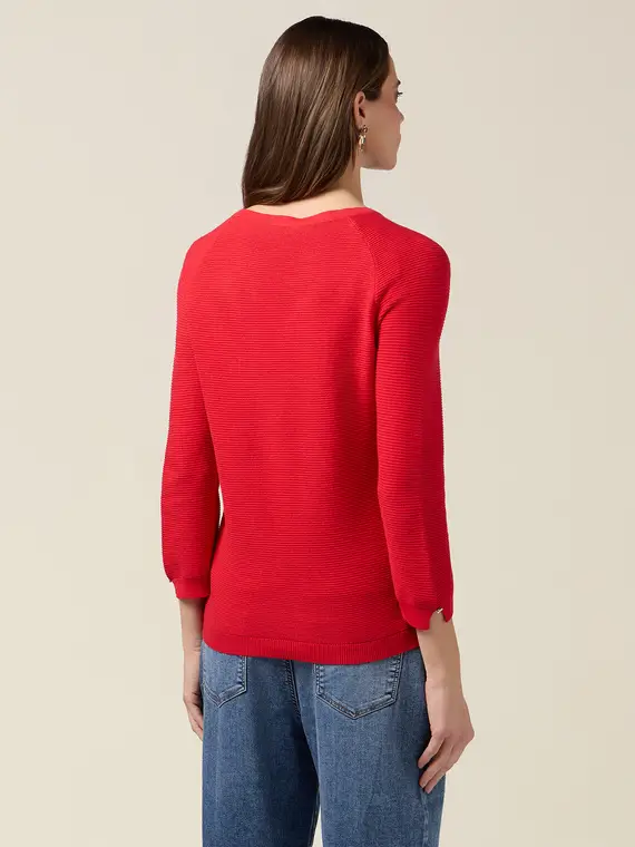 Maglia in cotone a coste Donna, Rosso + miniatura 2