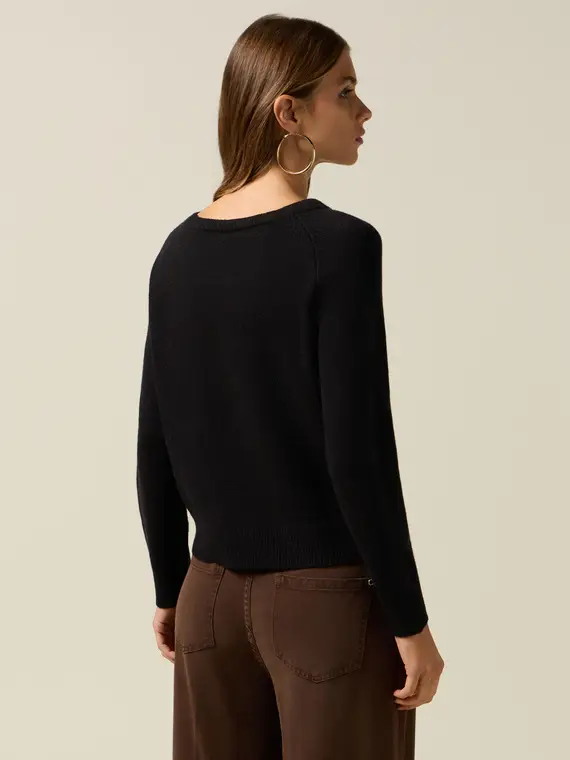 Maglia jacquard con castoni Donna, Nero miniatura 2