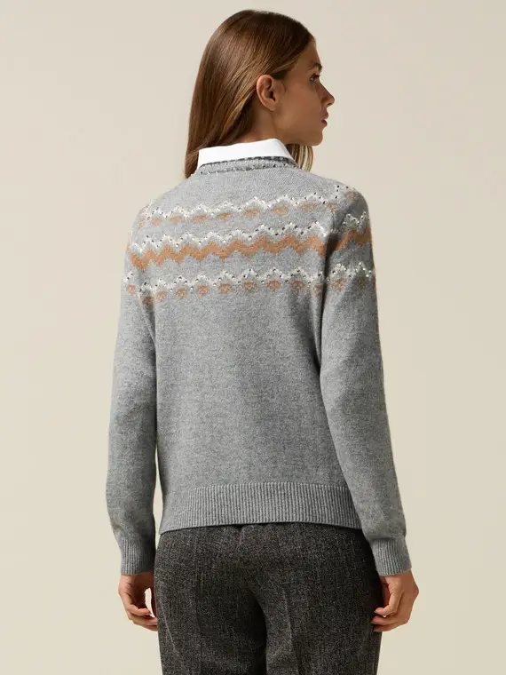 Maglia jacquard misto lana con applicazioni Donna miniatura 2