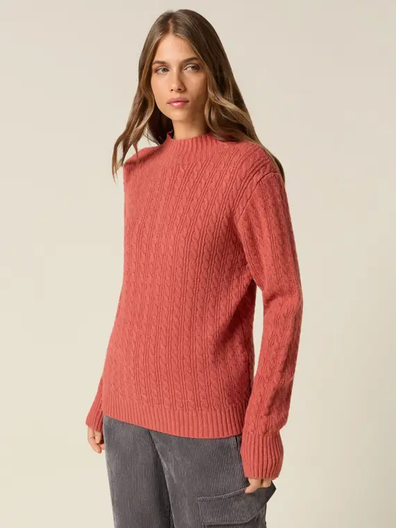 Maglia lupetto lavorata a trecce Donna