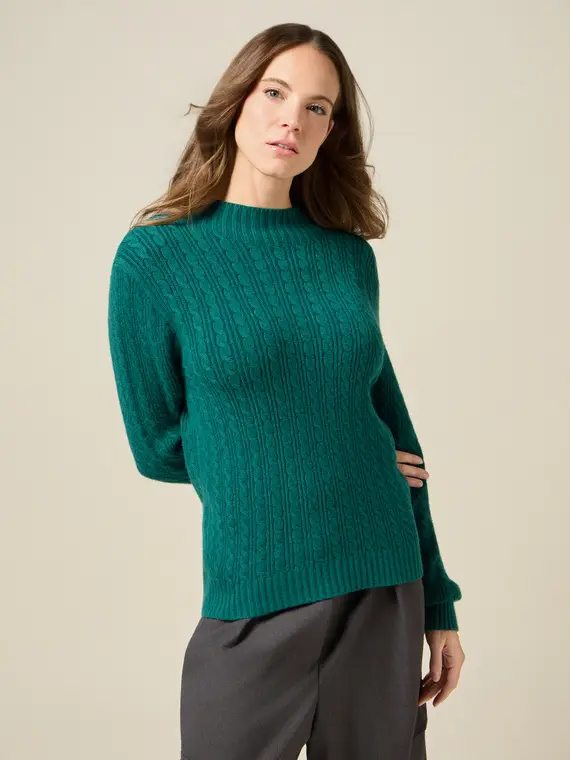 Maglia lupetto lavorata a trecce Donna