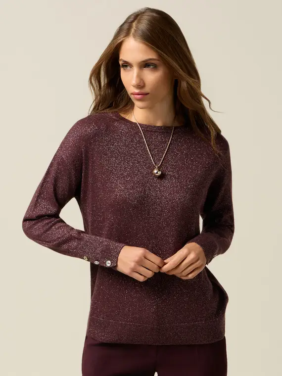 Maglia lurex misto cachemire Donna, Bordeaux