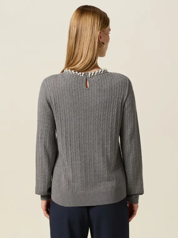 Maglia misto cashmere con applicazioni Donna miniatura 2
