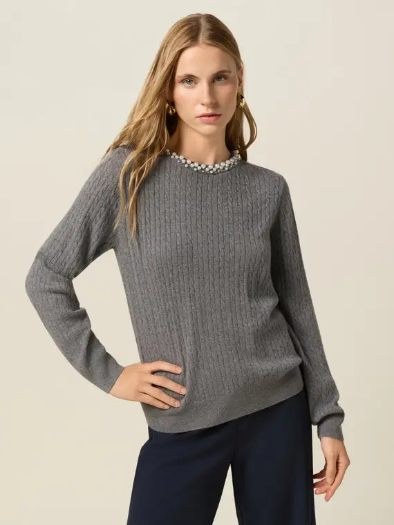 Maglia misto cashmere con applicazioni Donna
