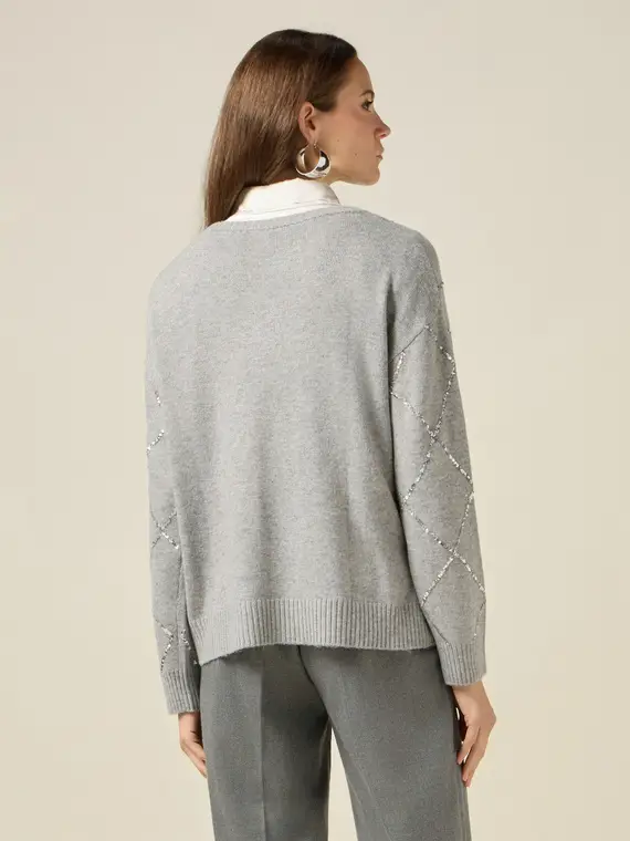 Maglia misto cashmere con paillettes Donna miniatura 2