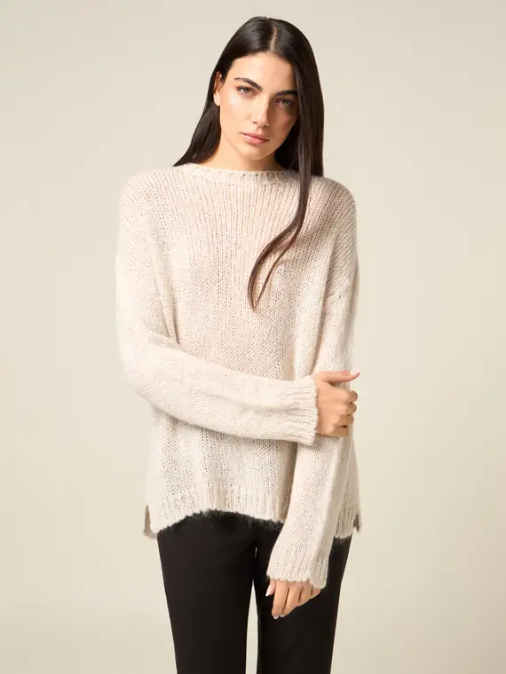 Maglia misto mohair con micro paillettes Donna