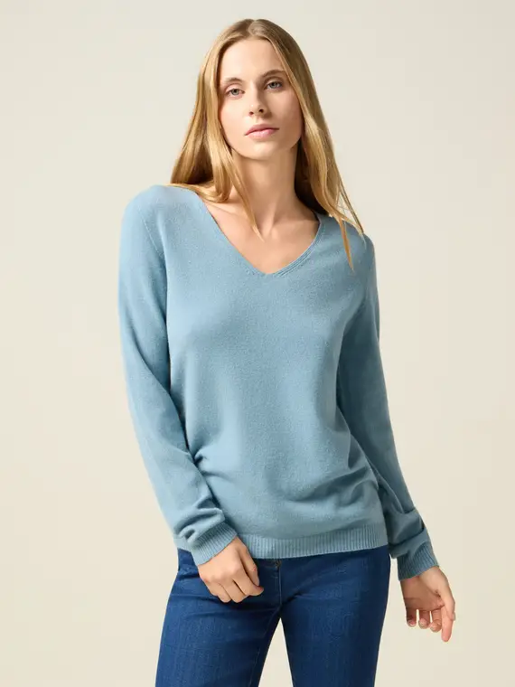 Maglia misto viscosa con scollo a V Donna