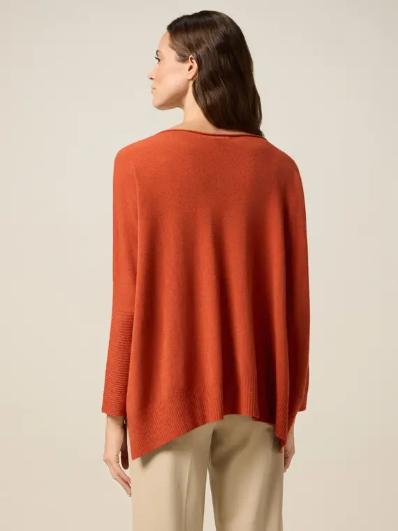 Maglia oversize misto viscosa Donna, Arancione miniatura 2