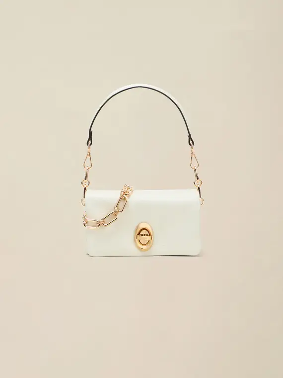 Mini bag in vera pelle Donna, Bianco miniatura 2