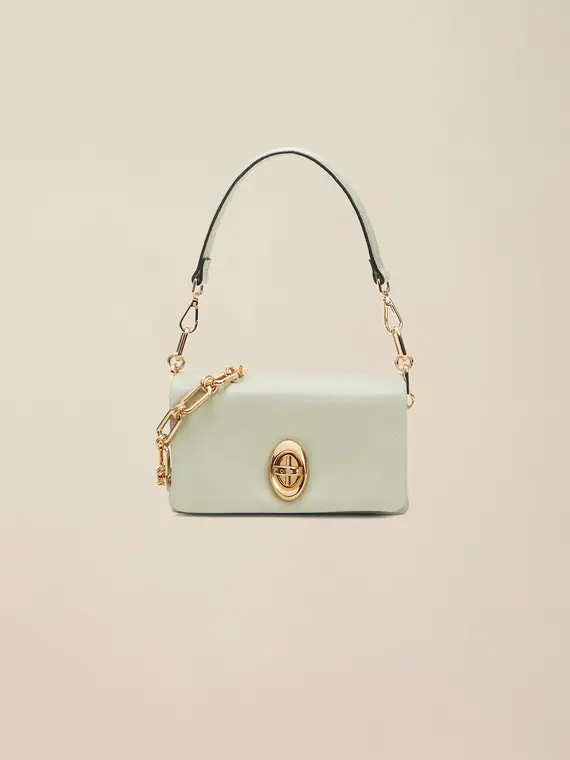 Mini bag in vera pelle Donna, Verde acqua miniatura 2