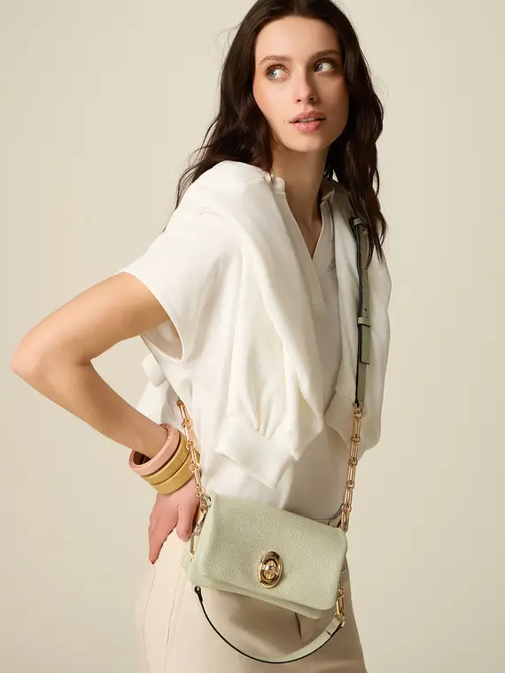 Mini bag in vera pelle Donna, Verde acqua