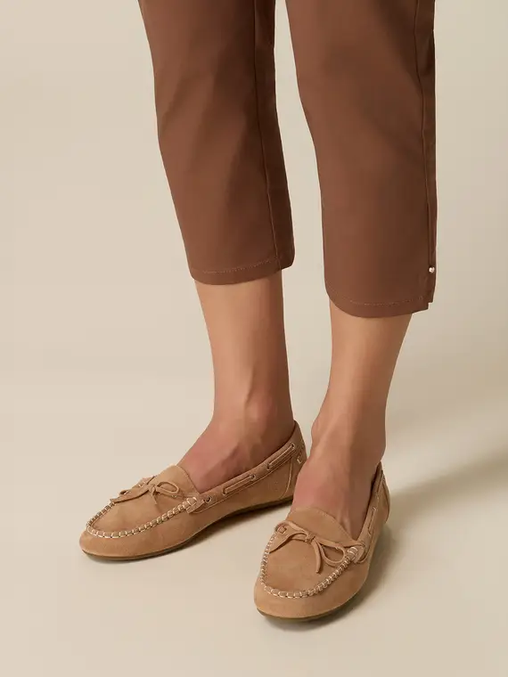 Mocassini in pelle scamosciata Donna, Beige