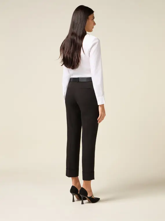 Pantaloni a sigaretta con cintura Donna, Nero miniatura 2