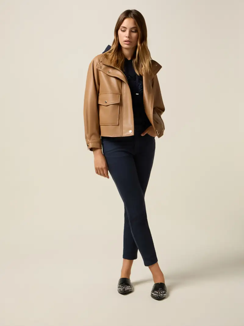 Oltre - Pantaloni a sigaretta con dettaglio catena Donna, Blu Taglia: 40