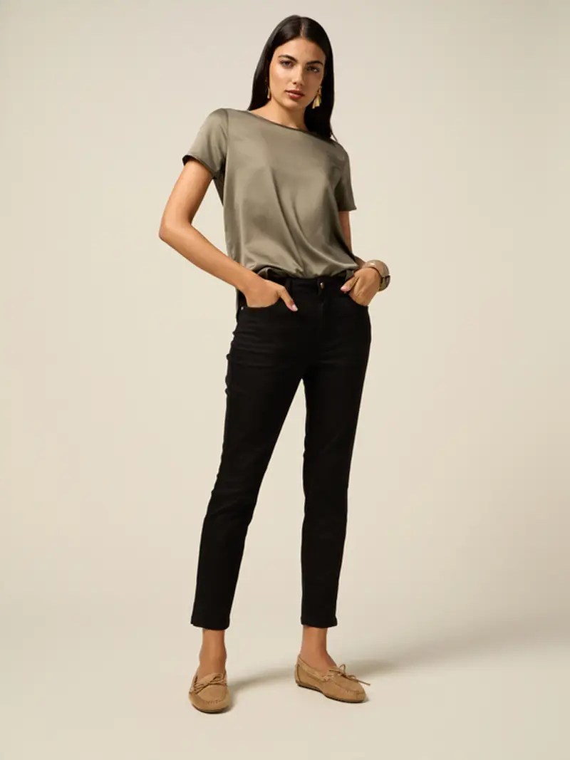 Oltre - Pantaloni a sigaretta con dettaglio catena Donna, Nero Taglia: 40