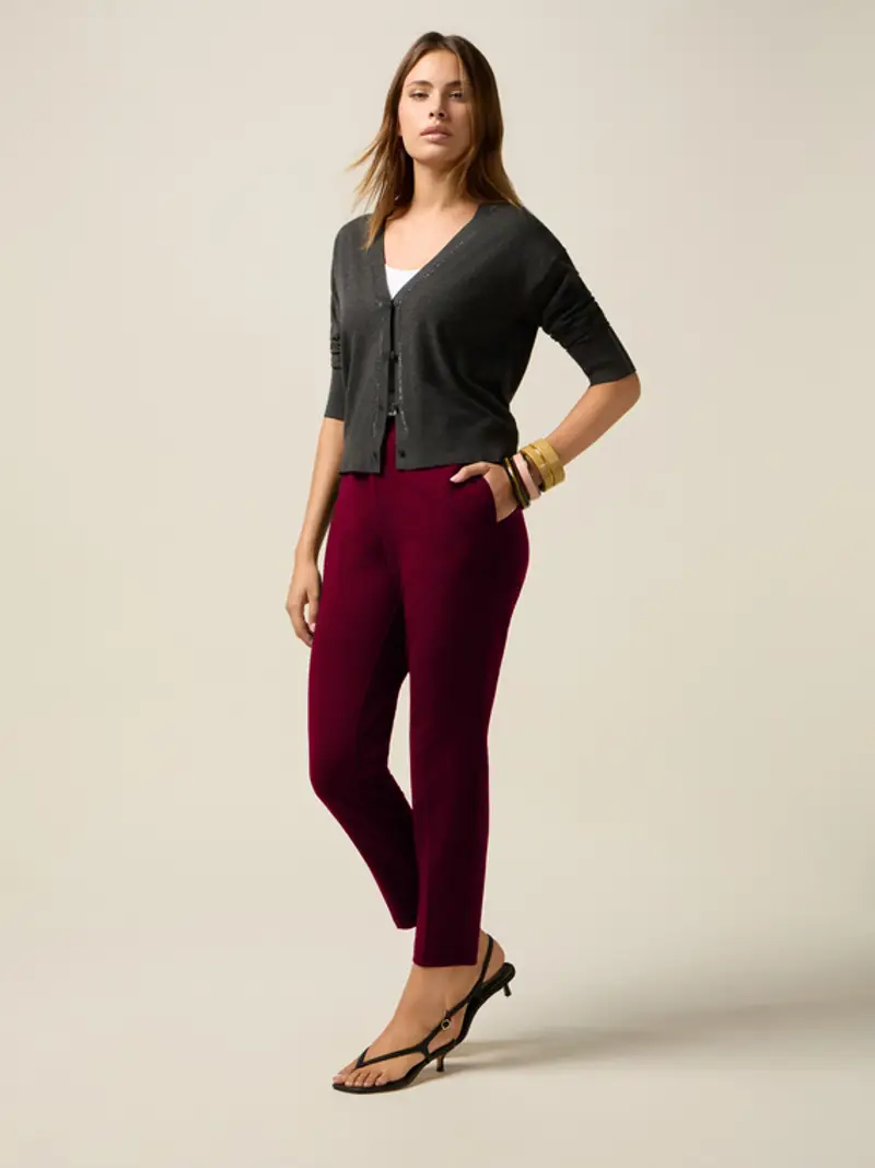 Pantaloni a sigaretta Donna, Bordeaux
