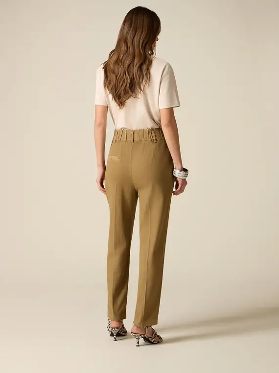 Pantaloni baggy paperbag Donna, Marrone miniatura 2