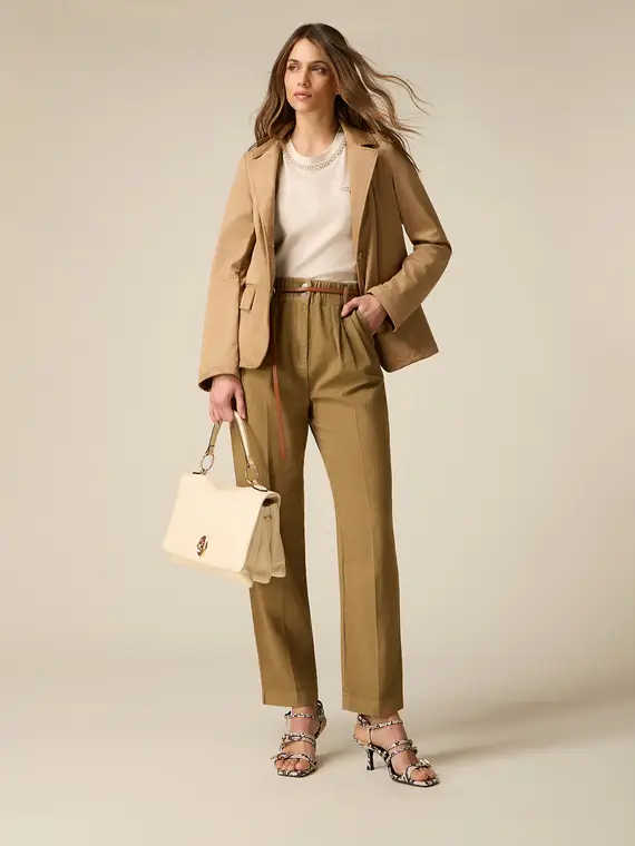 Pantaloni baggy paperbag Donna, Marrone