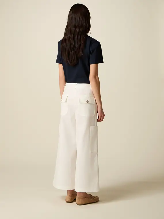 Pantaloni cargo cropped Donna, Bianco miniatura 2