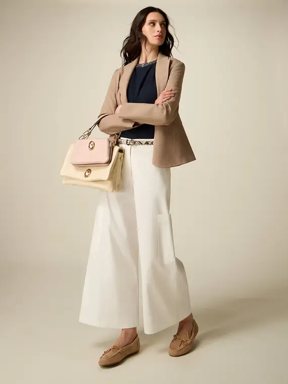 Pantaloni cargo cropped Donna, Bianco