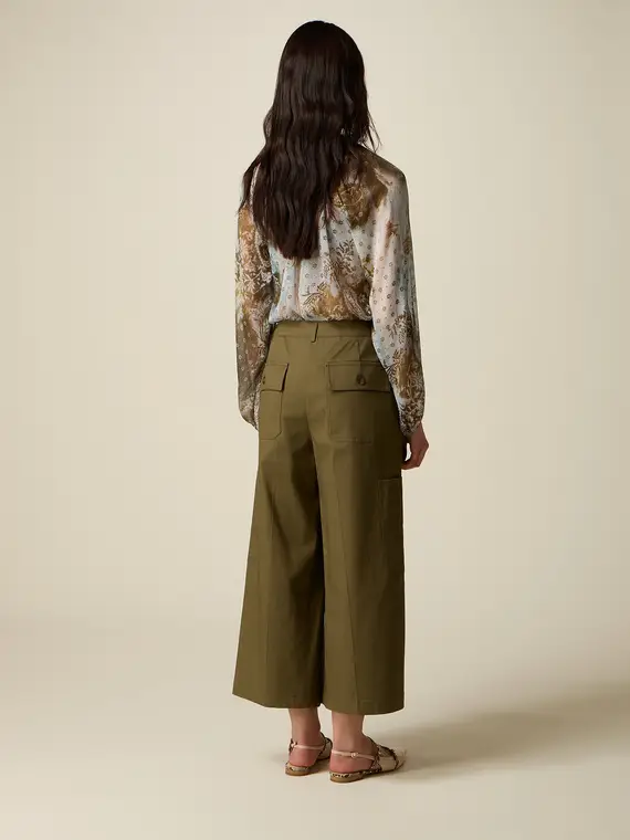 Pantaloni cargo cropped Donna, Verde militare miniatura 2