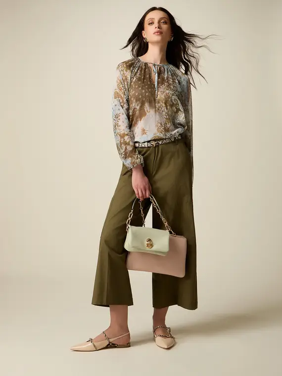 Pantaloni cargo cropped Donna, Verde militare