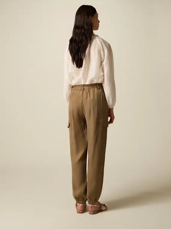 Pantaloni cargo in lyocell Donna, Beige miniatura 2