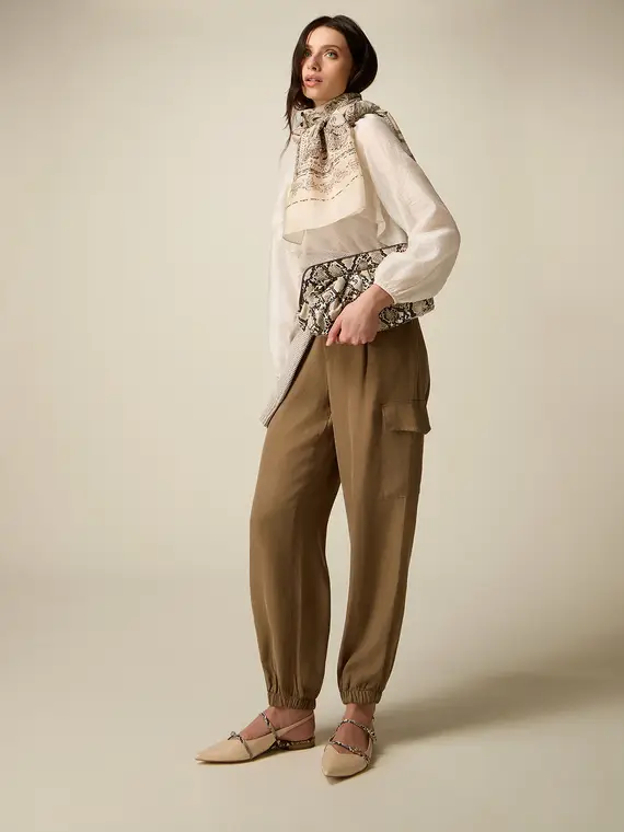 Pantaloni cargo in lyocell Donna, Beige