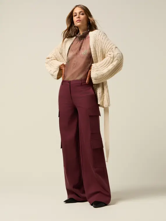 Oltre Pantaloni cargo Donna Bordeaux 3241485
