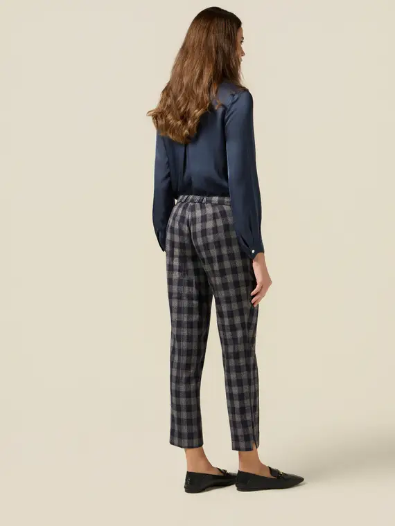 Pantaloni carrot in flanella check Donna miniatura 2