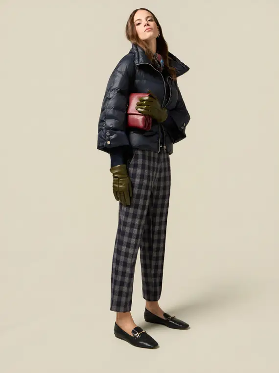 Pantaloni carrot in flanella check Donna