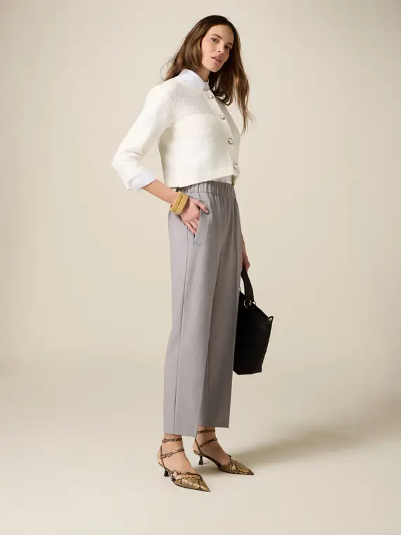 Pantaloni carrot in tessuto mélange Donna, Grigio