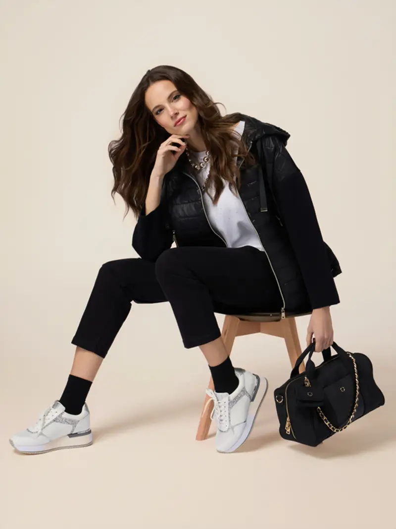 Oltre - Pantaloni chino misto tencel Donna, Nero Taglia: 40