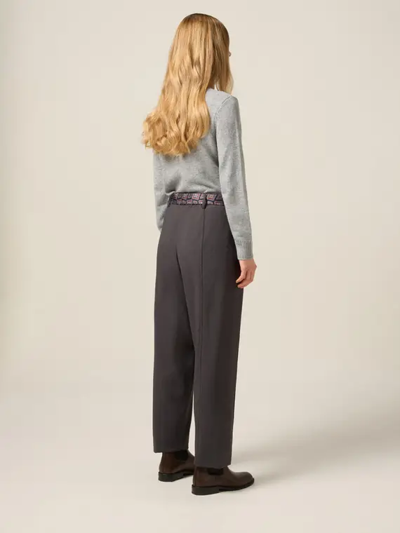 Pantaloni con cintura a cravatta Donna, Grigio miniatura 2