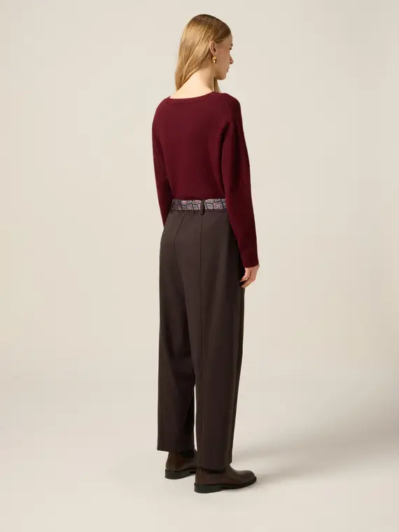 Pantaloni con cintura a cravatta Donna, Marrone miniatura 2