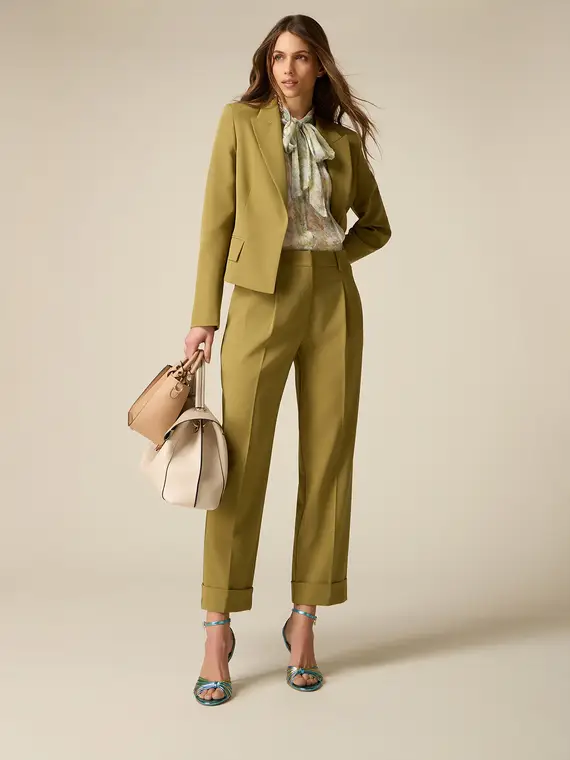 Pantaloni cropped con pinces Donna, Verde