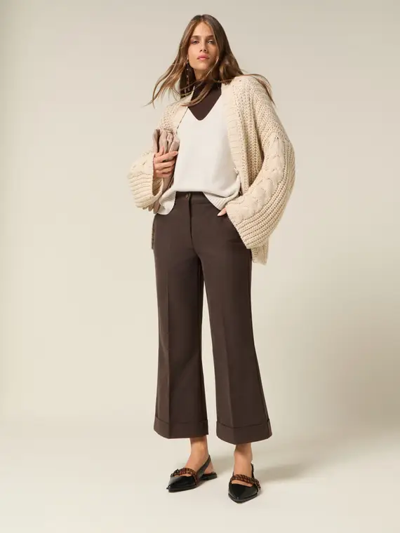 Pantaloni cropped con risvolto Donna