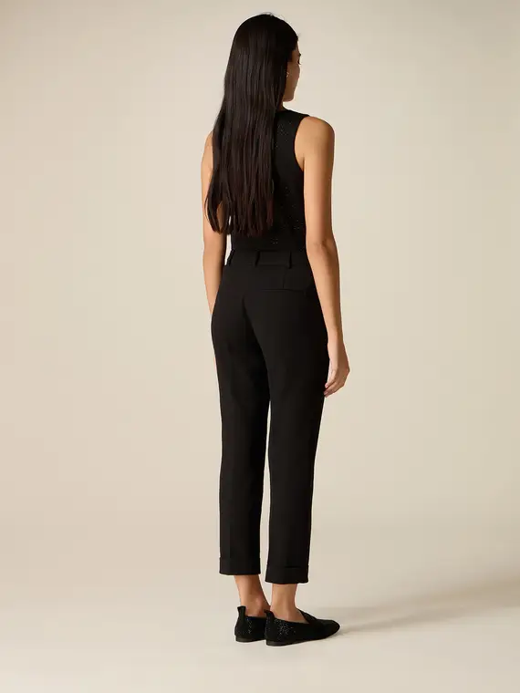 Pantaloni cropped in tessuto crêpe Donna miniatura 2