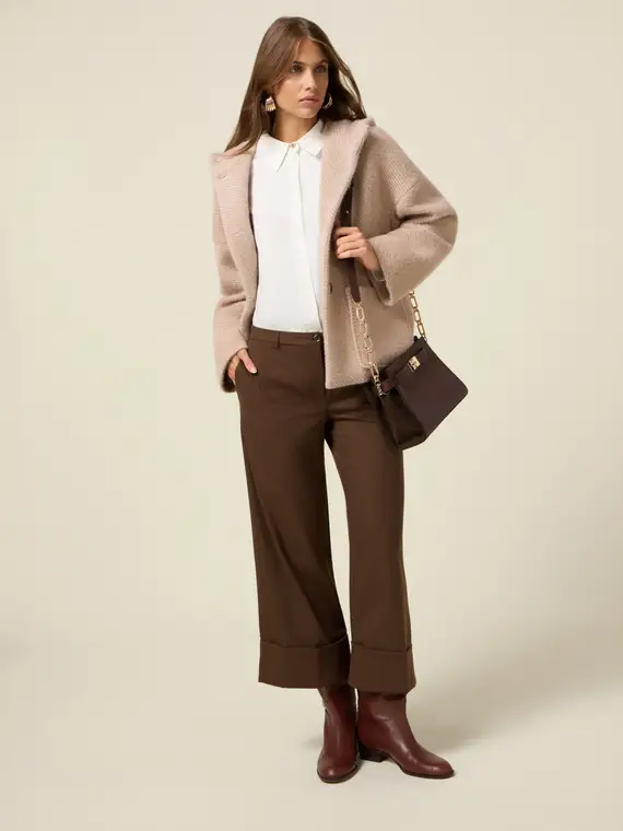 Pantaloni cropped micro pied de poule Donna