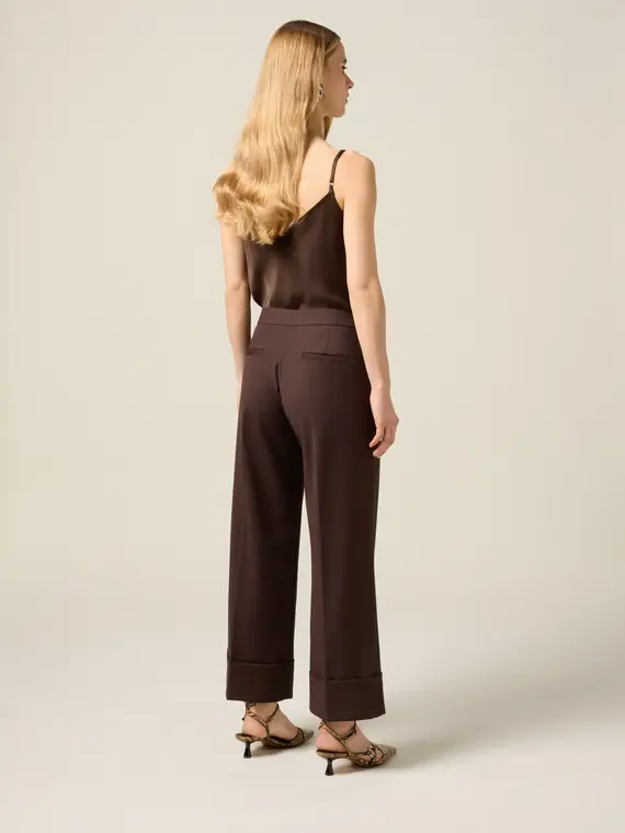 Pantaloni cropped palazzo in flanella Donna, Light Tan miniatura 2