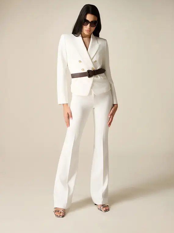 Pantaloni flare a vita alta Donna, Bianco