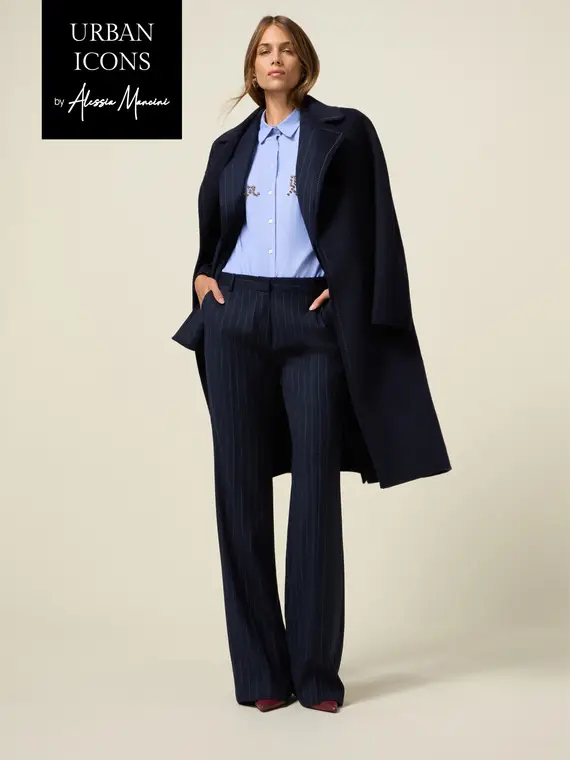 Pantaloni flare gessati Donna, Blu